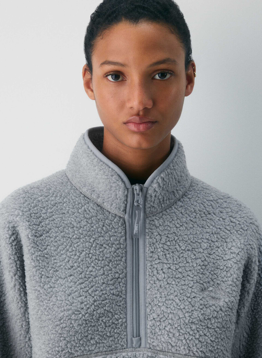 polartec thermal pro 12 zip hi-hip pullover heather athletic gre