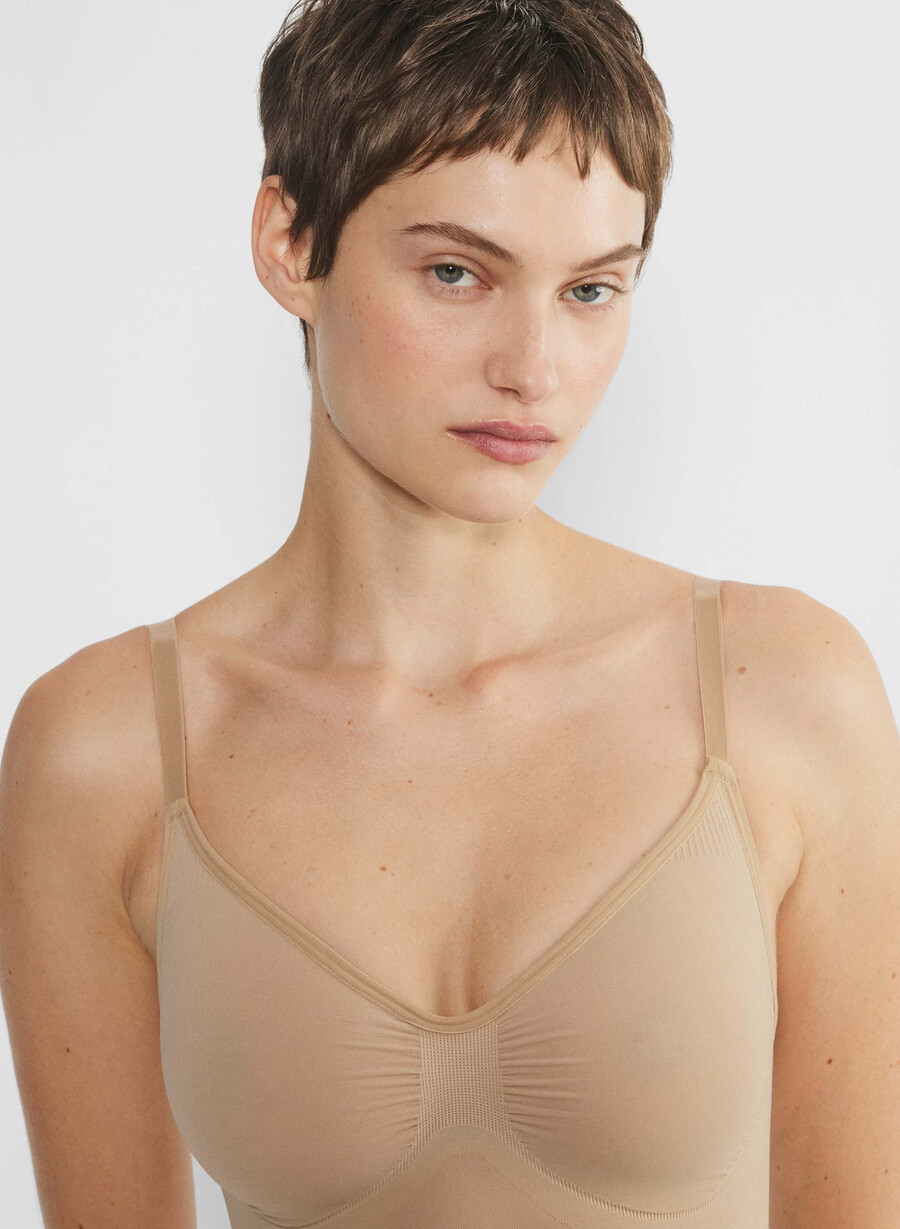 shapeenhance nahtloser body bis zur mitte des oberschenkels farbe soft tan