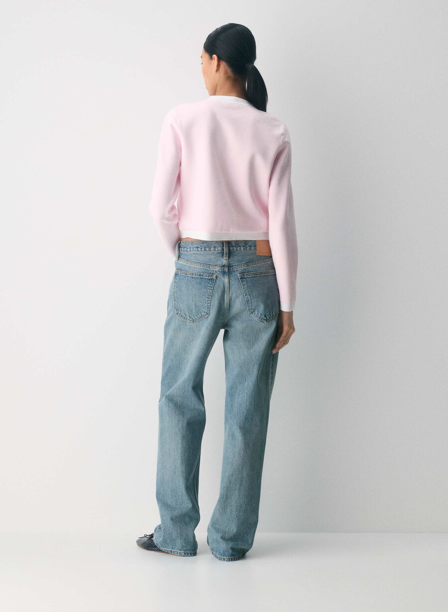 approach cardigan - wonder yarn villa pink white