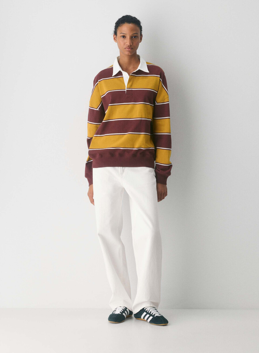 mighty cotton lomu polo langarmshirt gld cst ylwsmc brgn