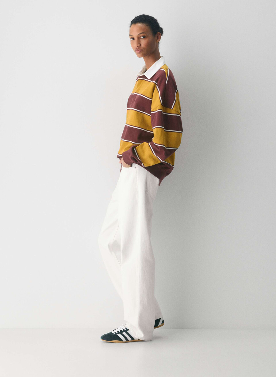 mighty cotton lomu polo langarmshirt gld cst ylwsmc brgn