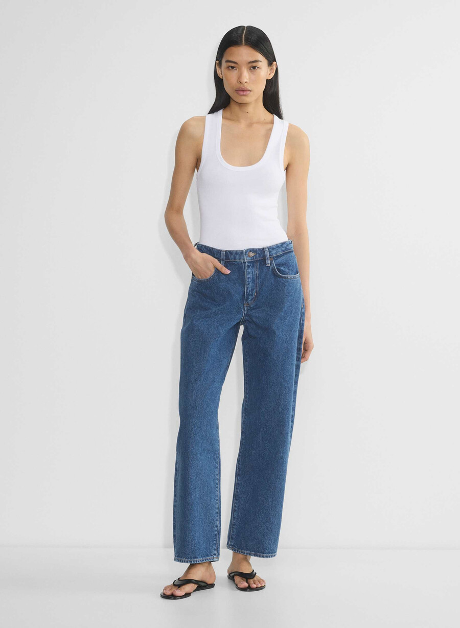 denim forum kai relaxed mid-rise barrel jeans no-stress medium blue