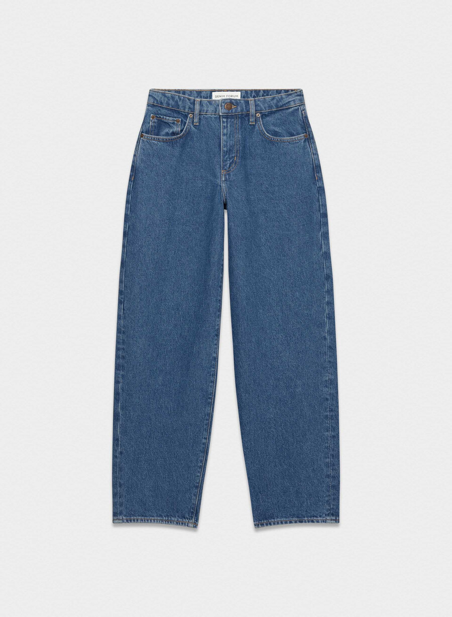 denim forum kai relaxed mid-rise barrel jeans no-stress medium blue
