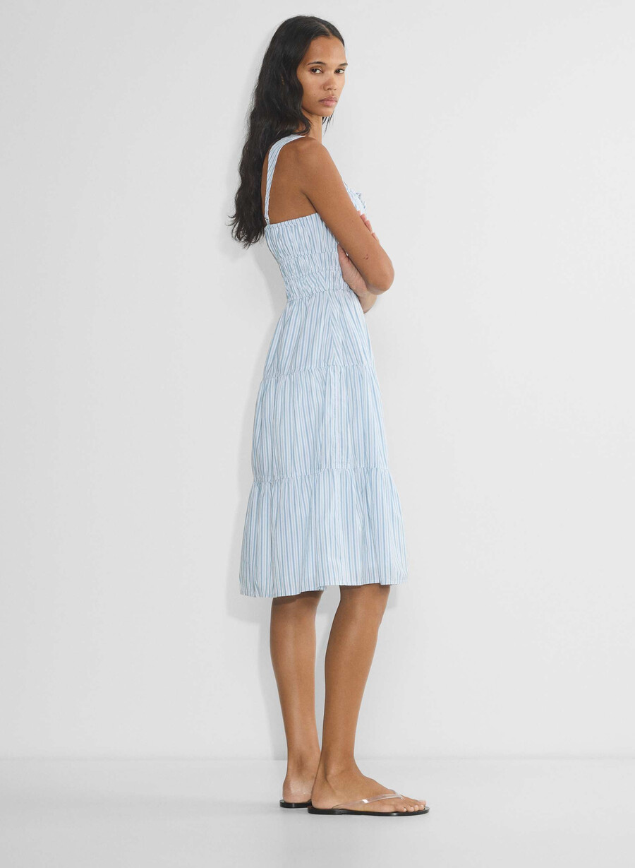 martine poplin midikleid dcln strp glmrcnf b
