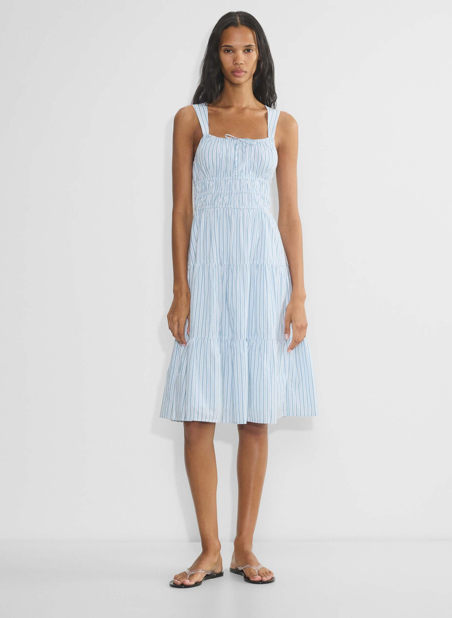 martine poplin midikleid dcln strp glmrcnf b