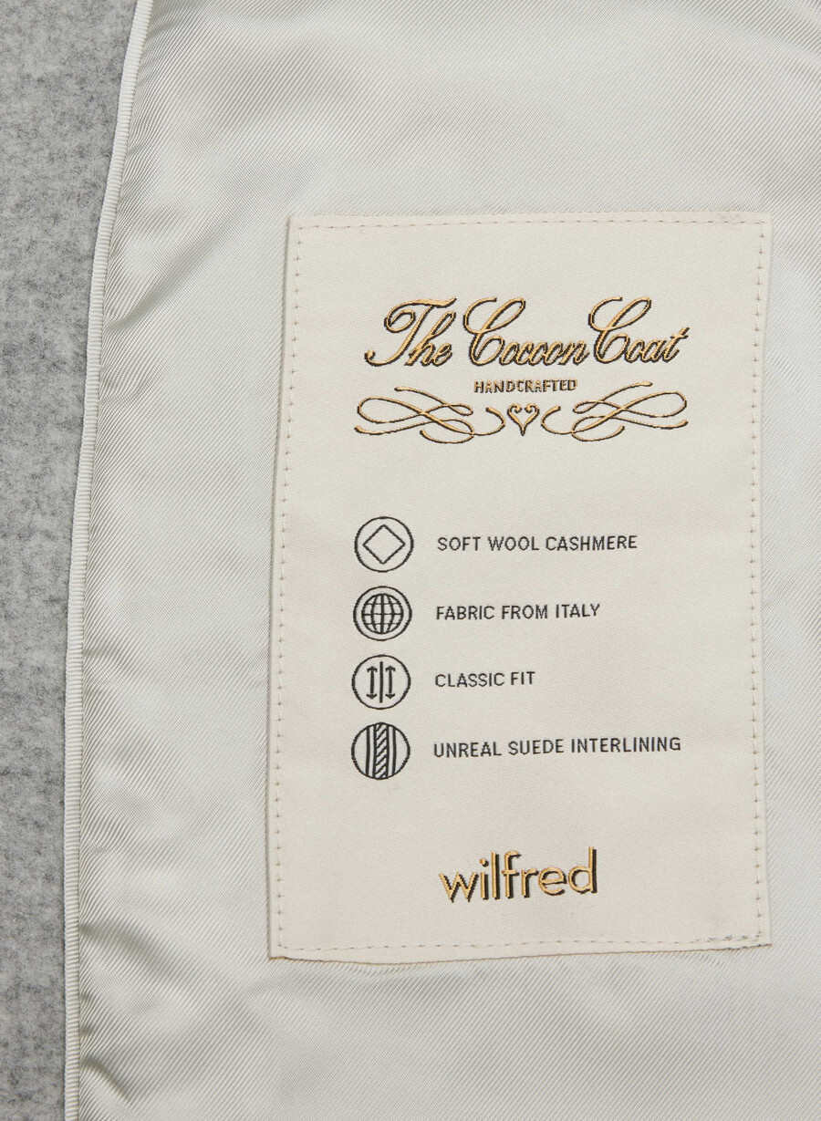 der cocoon-mantel – weicher wollkaschmir meliertes hellgrau
