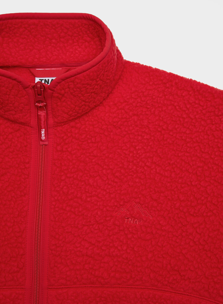 polartec thermal pro stehkragenpullover mit hohem hüftumfang und reißverschluss blinkend rot