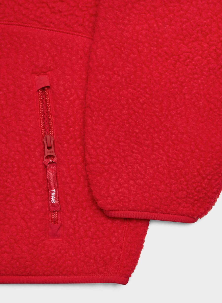 polartec thermal pro stehkragenpullover mit hohem hüftumfang und reißverschluss blinkend rot
