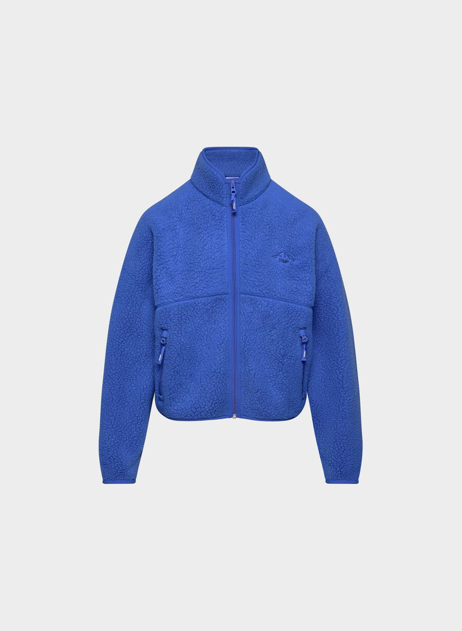 polartec thermal pro stehkragenpullover mit hohem hüftgurt und reißverschluss jazz blau