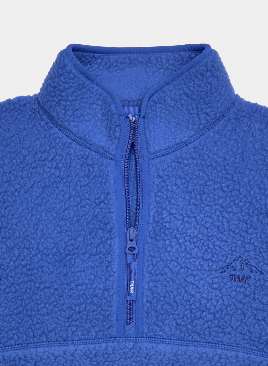 polartec thermal pro stehkragenpullover mit hohem hüftgurt und reißverschluss jazz blau