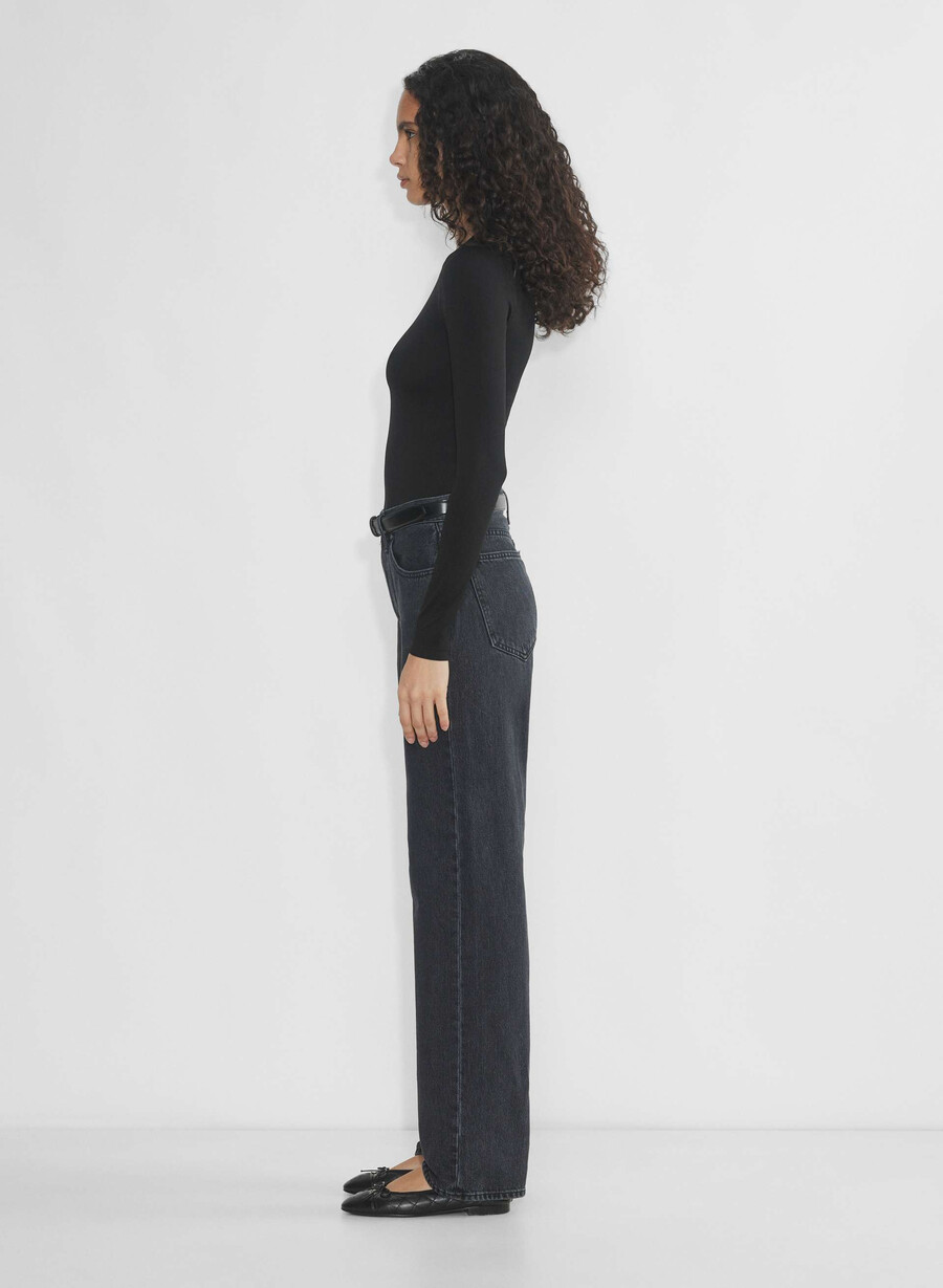 glattes nahtloses langarmshirt von willow hip schwarz