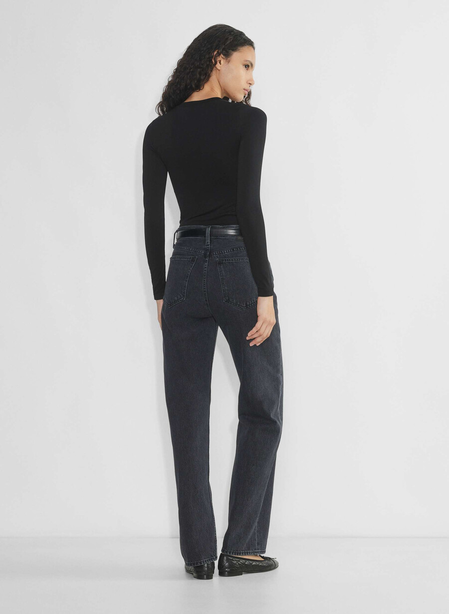 glattes nahtloses langarmshirt von willow hip schwarz