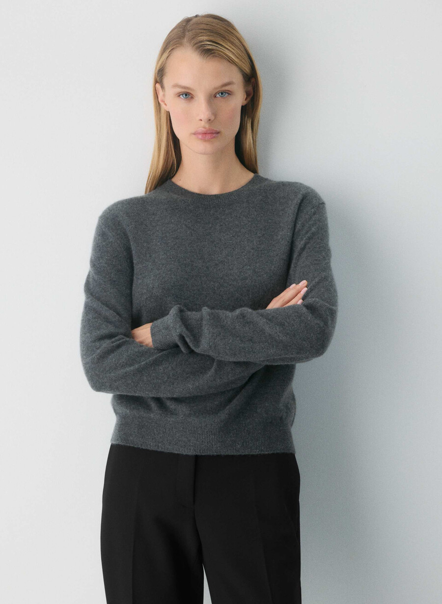 bare cashmere touchstone pullover heather charcoal