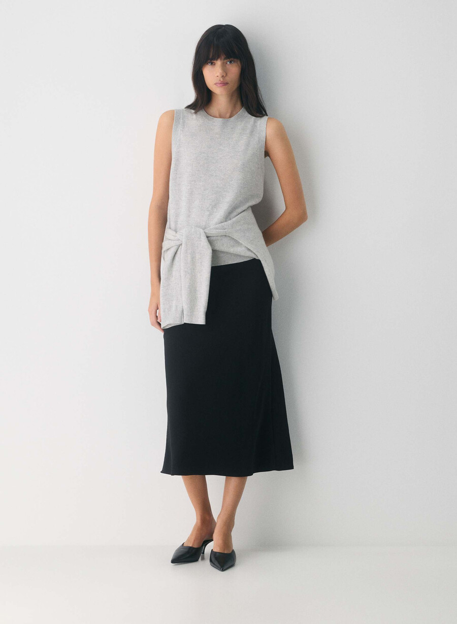 kaschmir-monogramm-strickweste meliert chrom