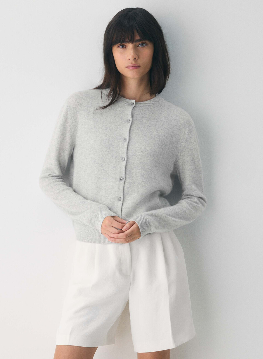 bare cashmere exemplar cardigan heather chrome
