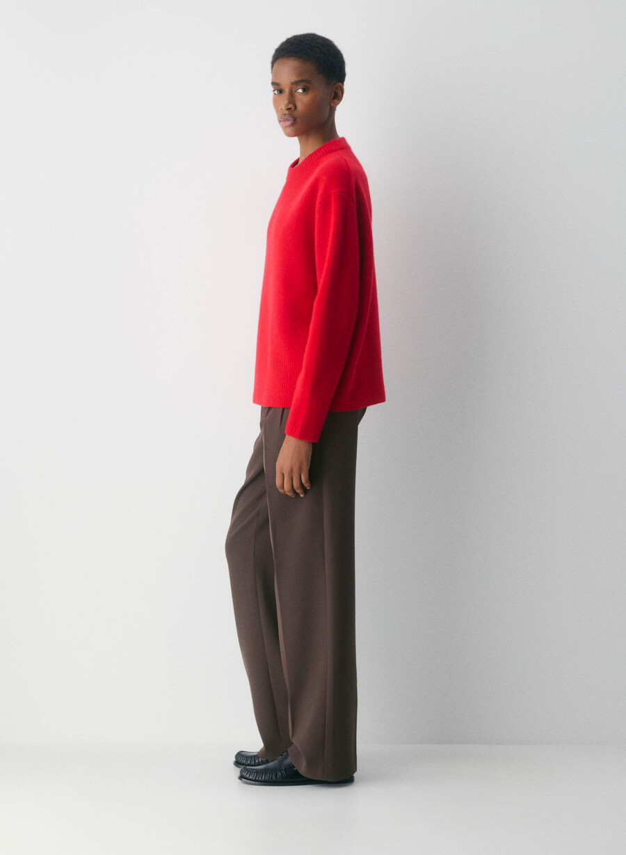 plüschiger kaschmirpullover in oversize-passform meliert in anthrazit