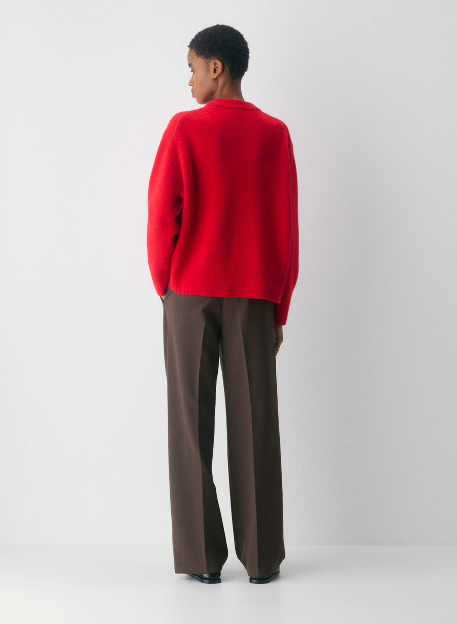 plüschiger kaschmirpullover in oversize-passform meliert in anthrazit