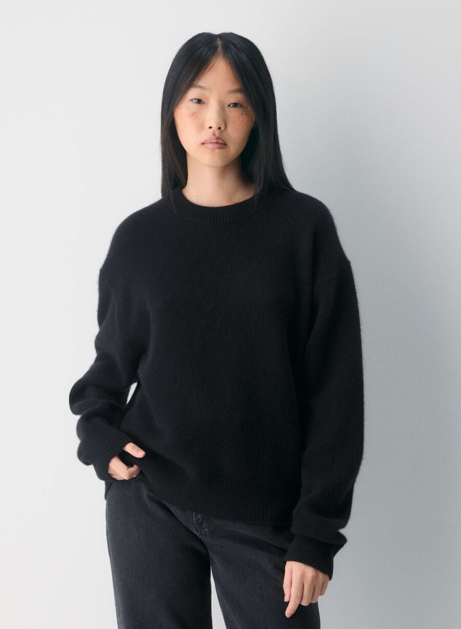 essential cashmere relic sweater heather charcoal