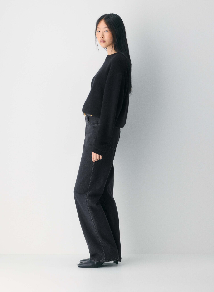 essential cashmere relic sweater heather charcoal