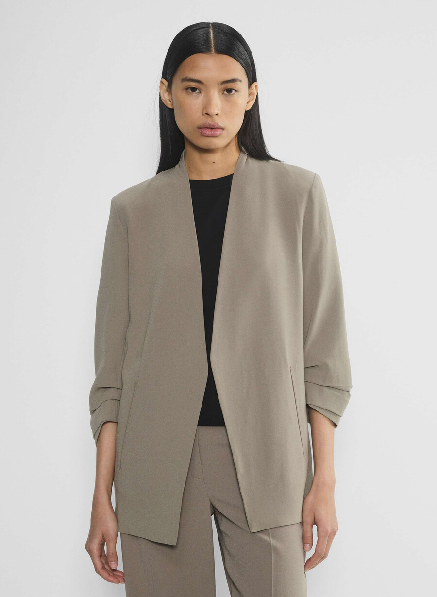 power blazer - mirror crepe nomad taupe