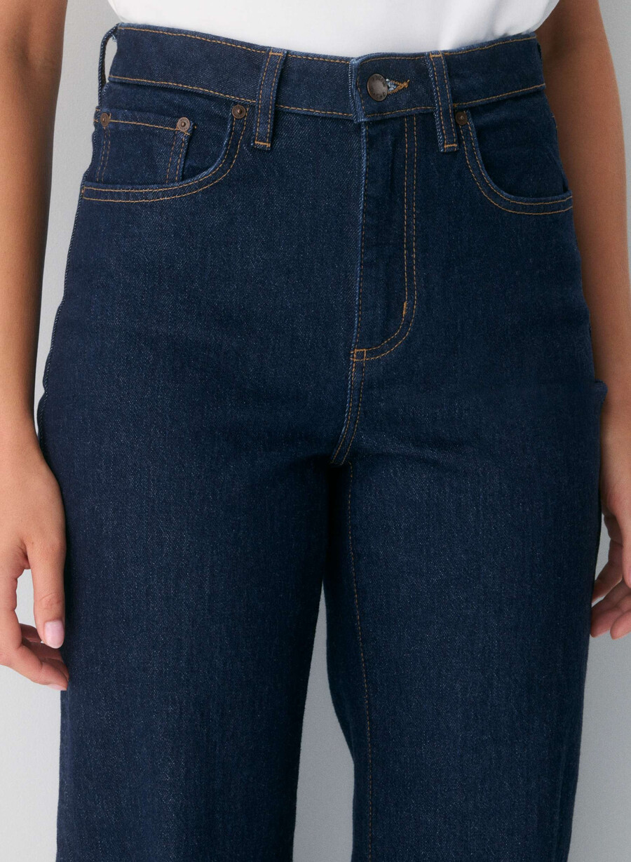 denim forum remy curve-fit hi-rise wide jeans no-stress dunkelblau