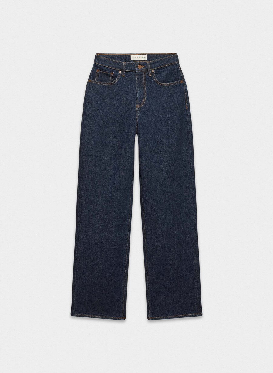 denim forum remy curve-fit hi-rise wide jeans no-stress dunkelblau