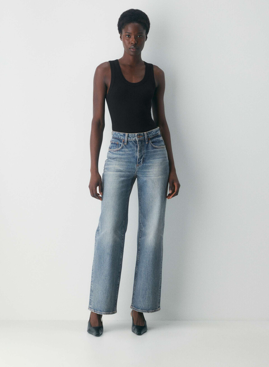 denim forum remy curve-fit hi-rise wide jeans vintage medium blue