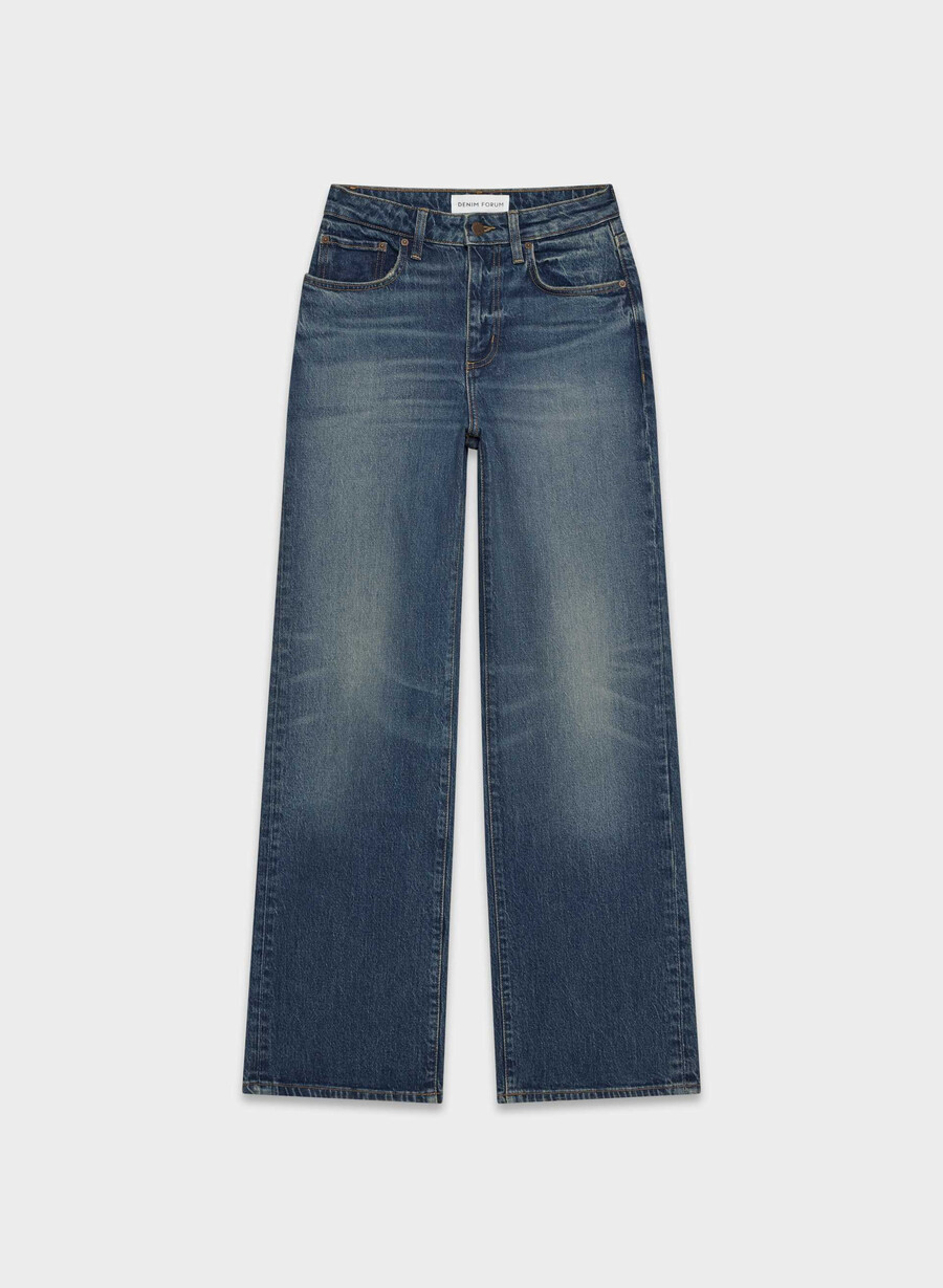 denim forum remy curve-fit hi-rise wide jeans vintage dunkelblau