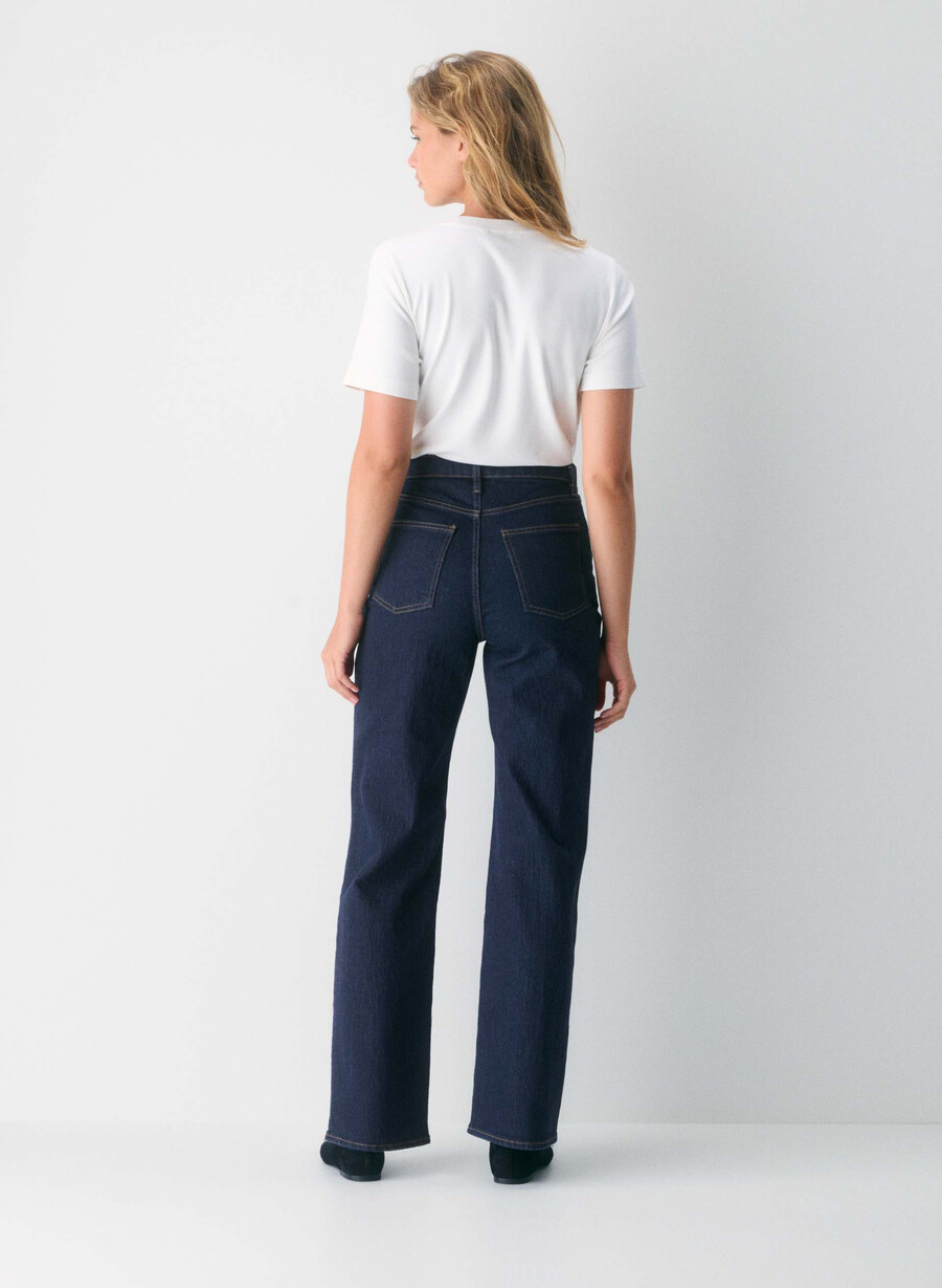 denim forum remy curve-fit hi-rise wide jeans vintage dunkelblau