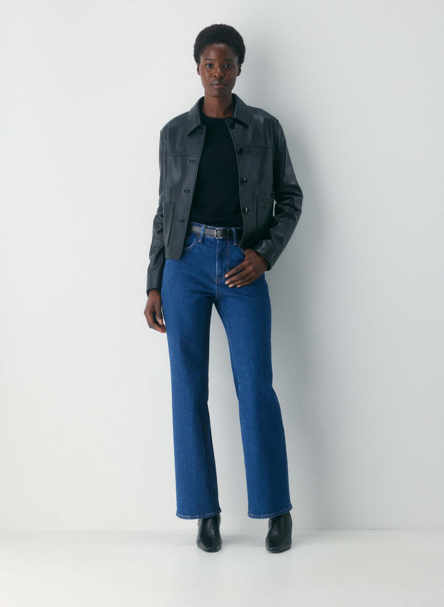 denim forum remy curve-fit hi-rise wide jeans mittelblau