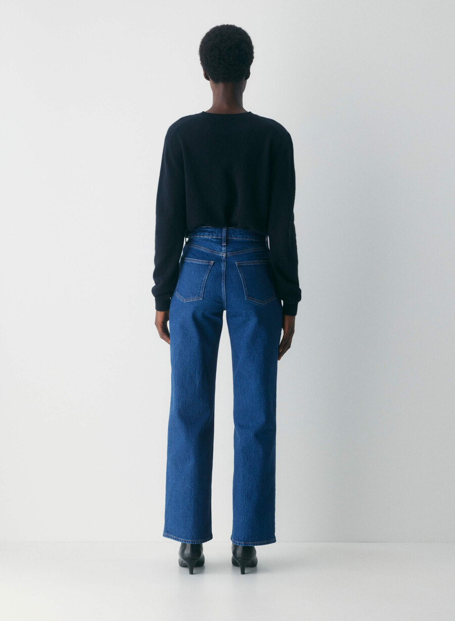 denim forum remy curve-fit hi-rise wide jeans mittelblau
