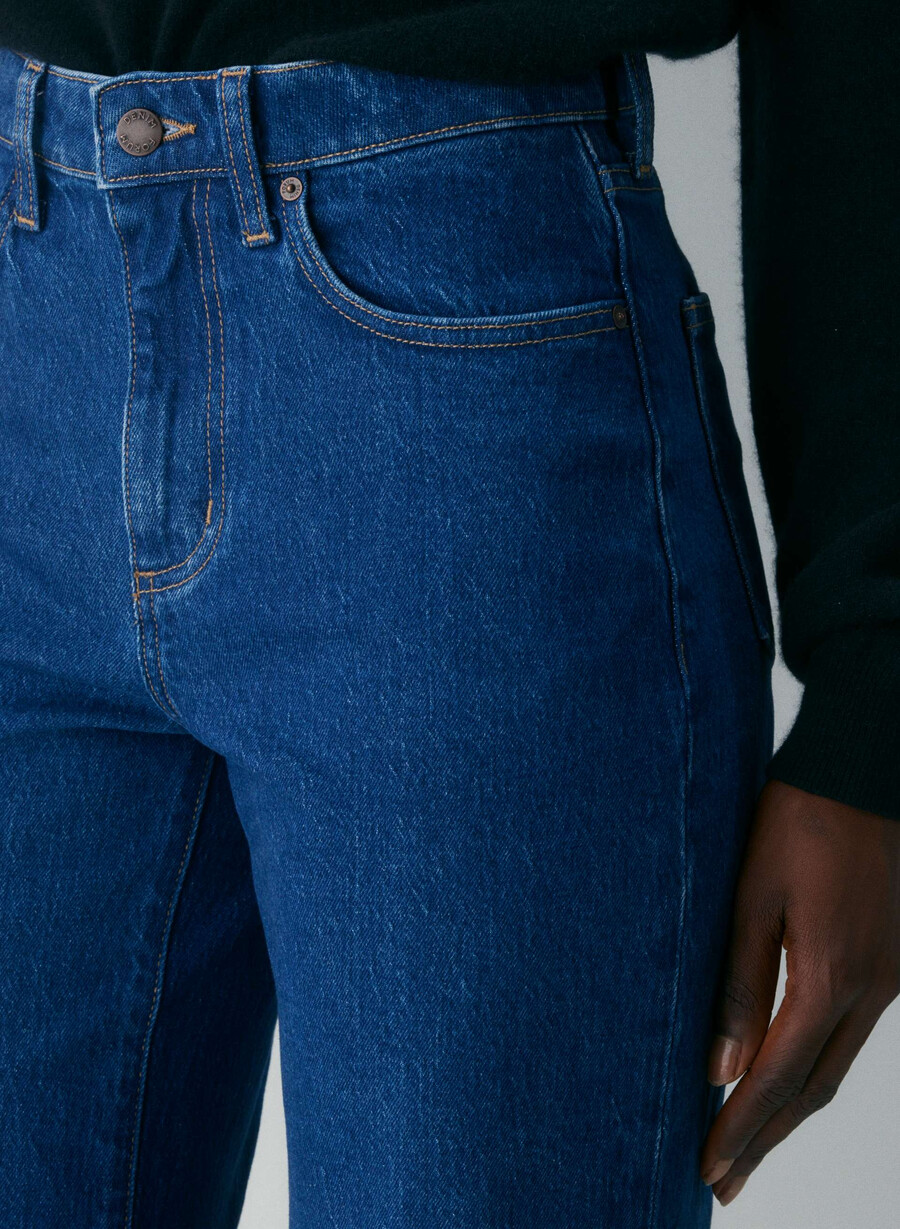 denim forum remy curve-fit hi-rise wide jeans mittelblau