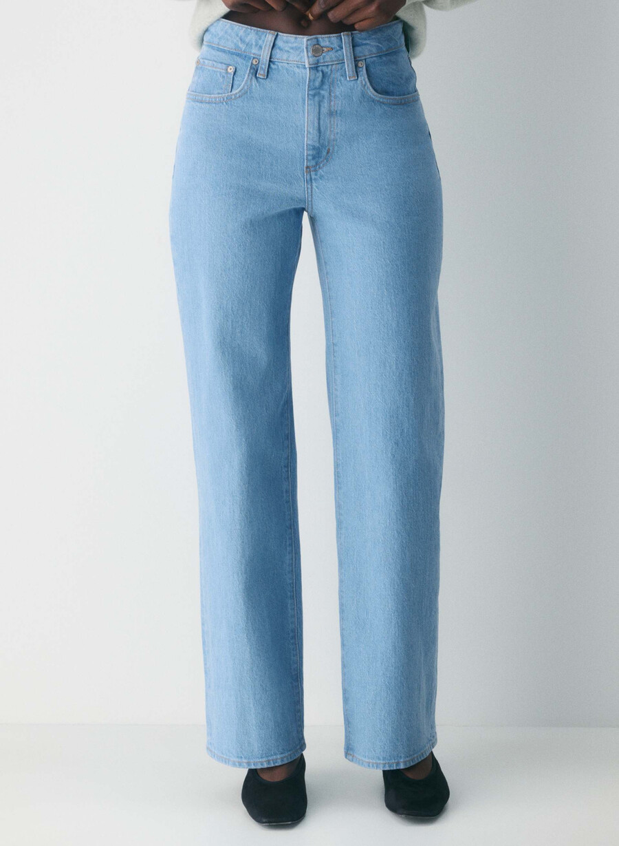 denim forum remy curve-fit hi-rise wide jeans true super light blu
