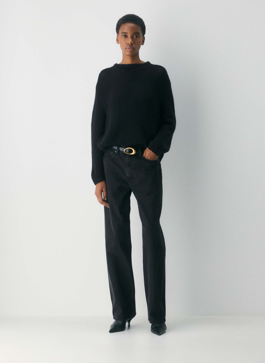 oversize-pullover aus kaschmir-mesh schwarz
