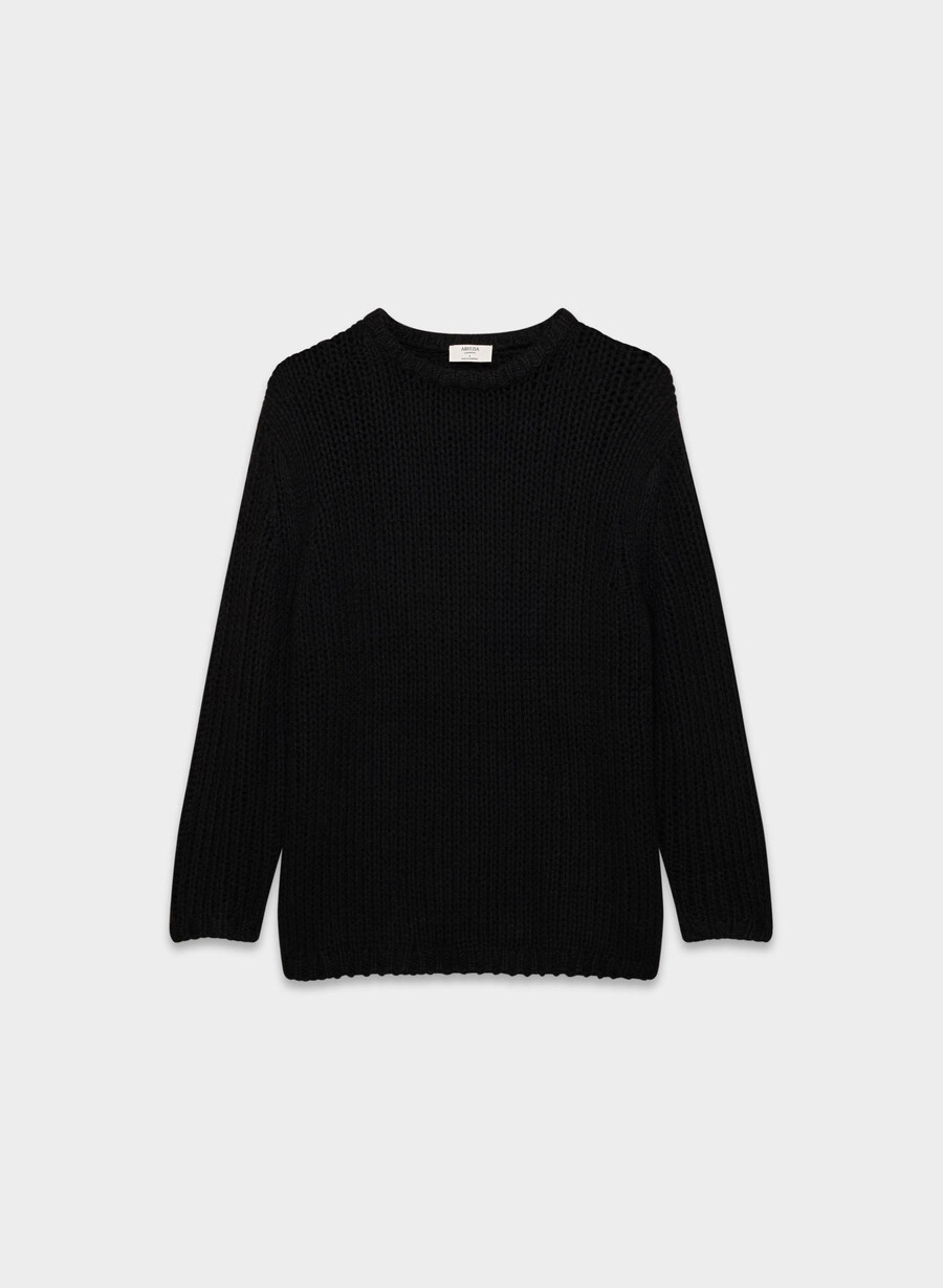 oversize-pullover aus kaschmir-mesh schwarz