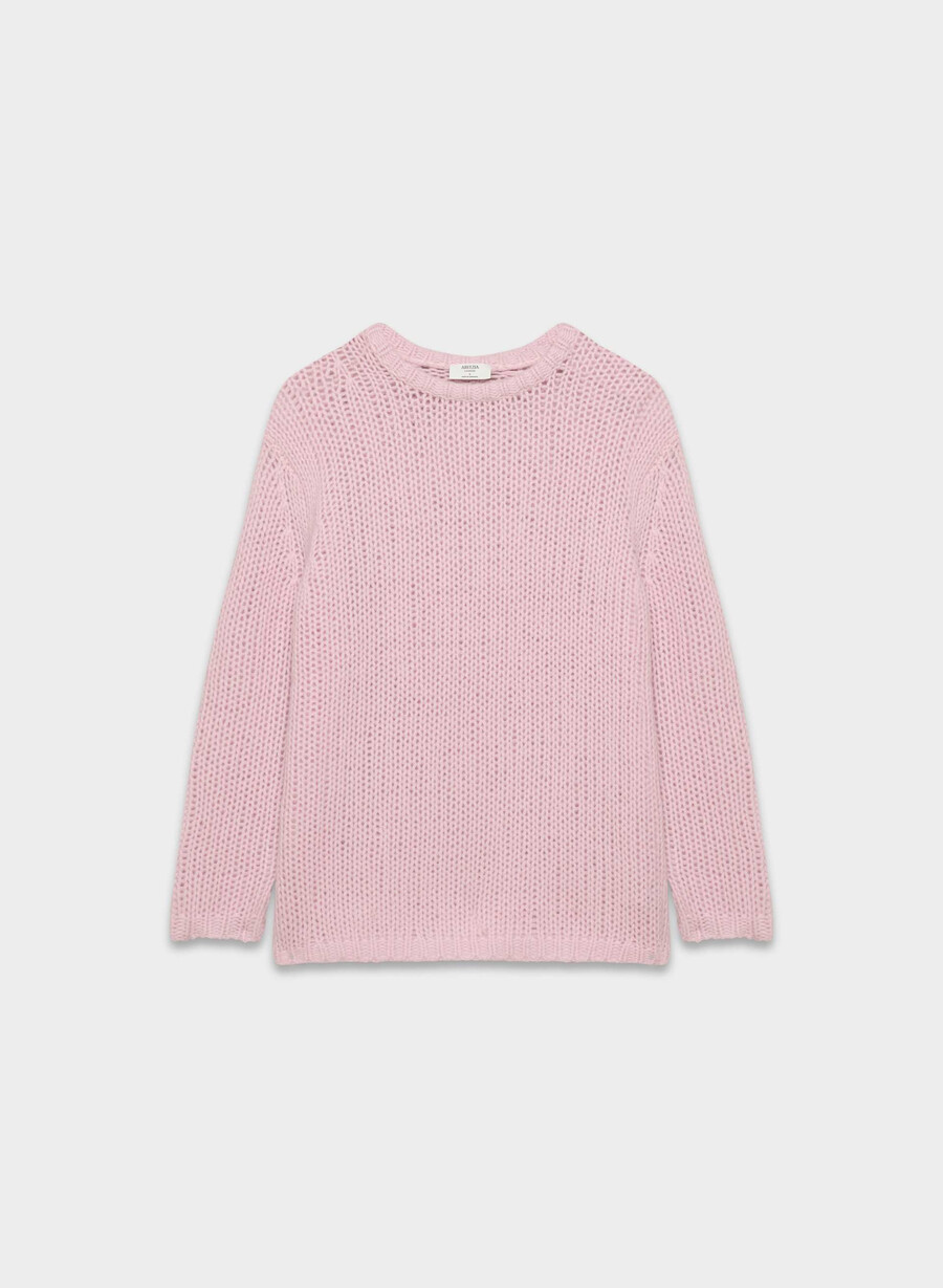 oversize-pullover aus kaschmir-mesh altrosa
