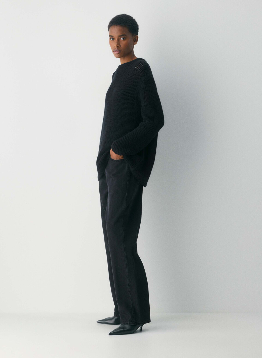 oversize-pullover aus kaschmir-mesh altrosa