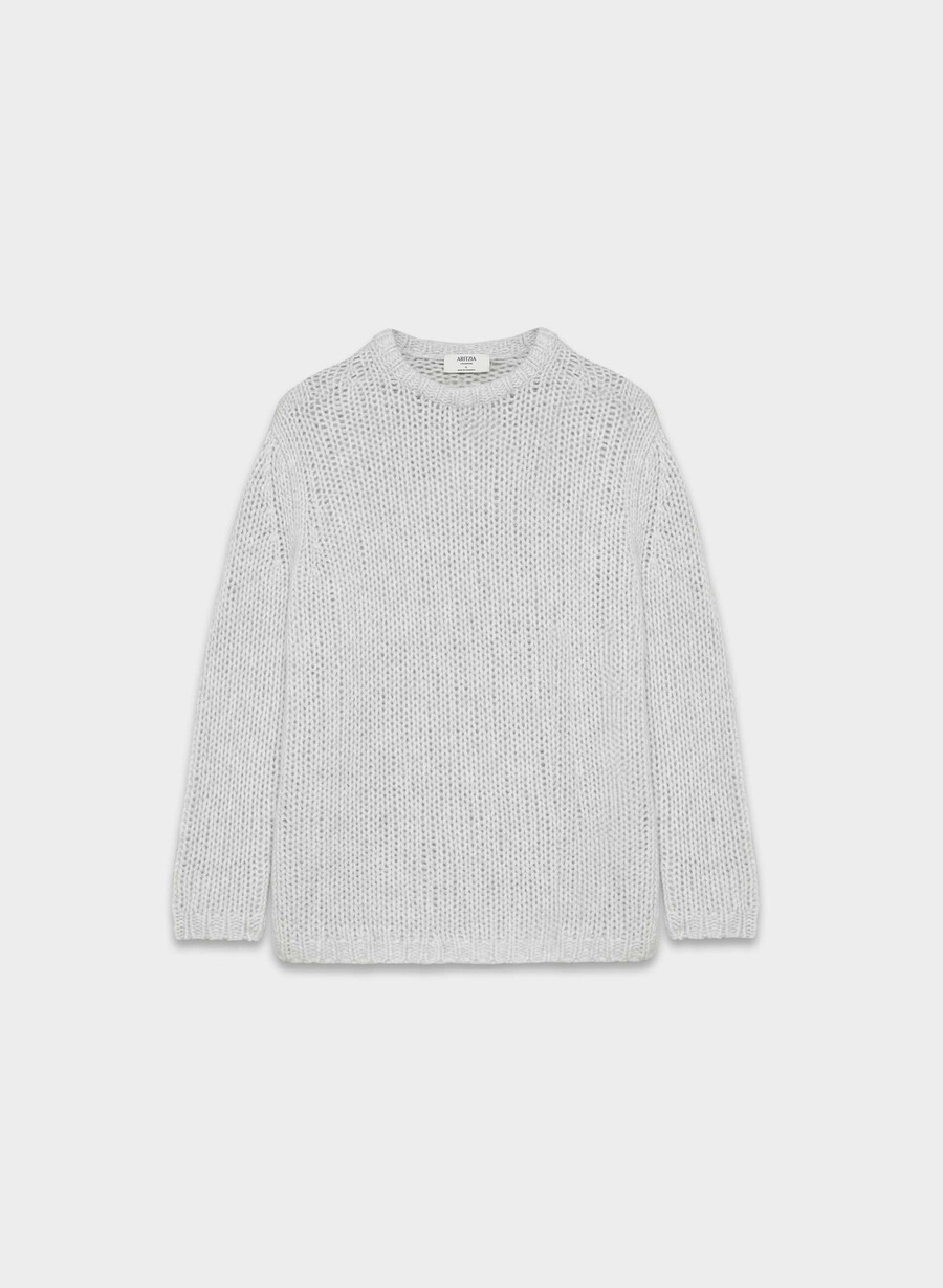 oversize-pullover aus kaschmir-mesh meliert chrom