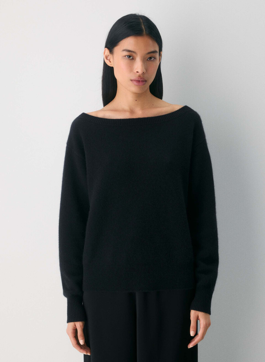 essential cashmere nuance pullover schwarz