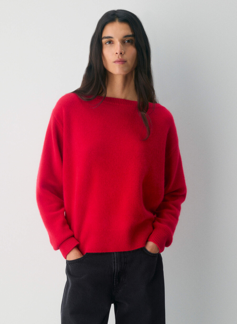 essential cashmere nuance pullover flashing red