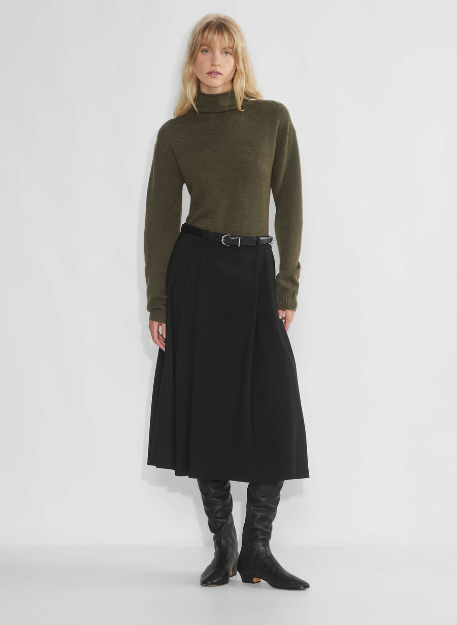 kaschmirpullover mit stehkragen dunkeloliv