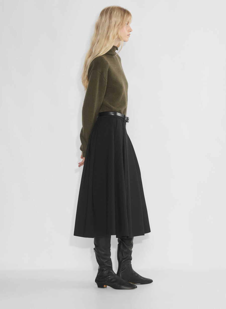 kaschmirpullover mit stehkragen dunkeloliv