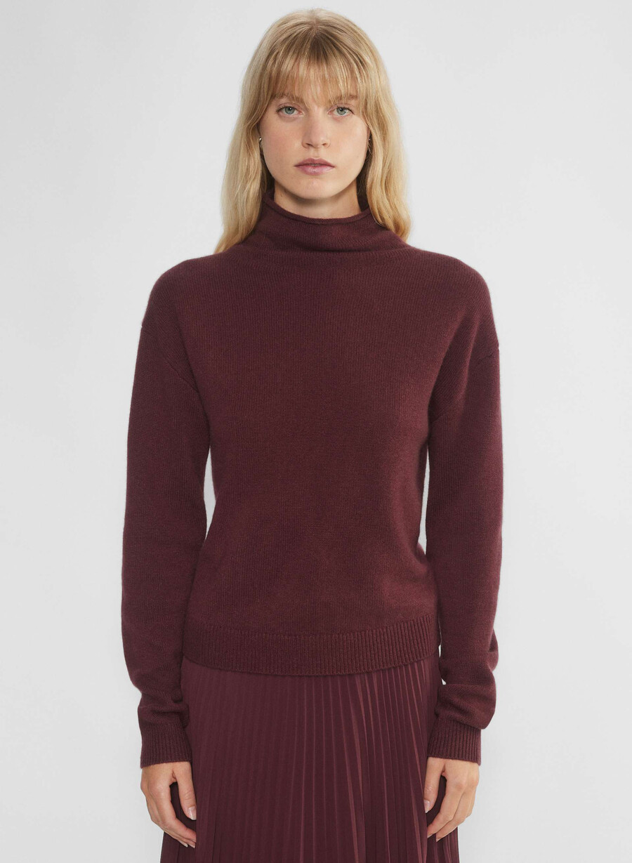 kaschmirpullover mit stehkragen farbe sumac burgundy