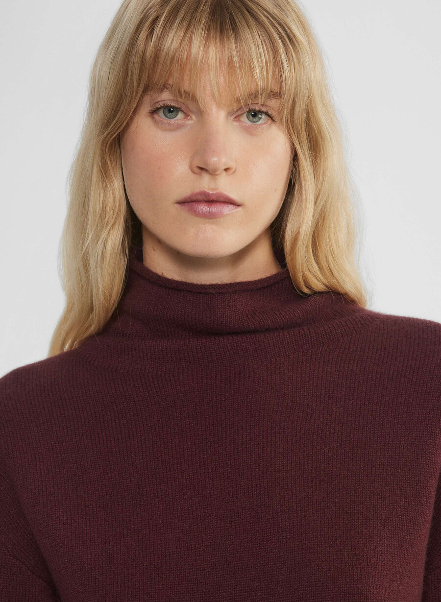 kaschmirpullover mit stehkragen farbe sumac burgundy