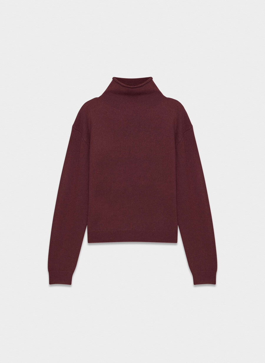 kaschmirpullover mit stehkragen farbe sumac burgundy