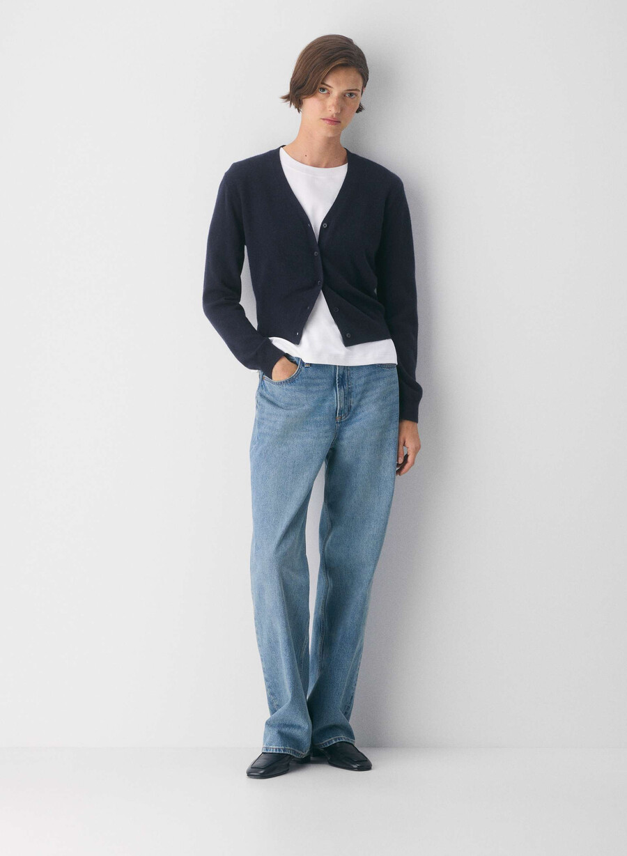 kaschmir-cardigan mit v-ausschnitt admiral