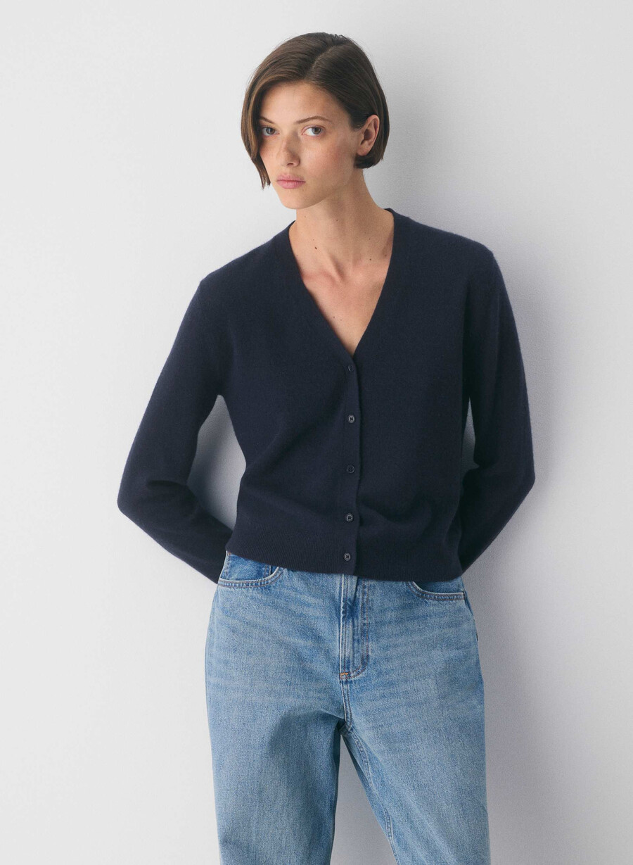kaschmir-cardigan mit v-ausschnitt admiral