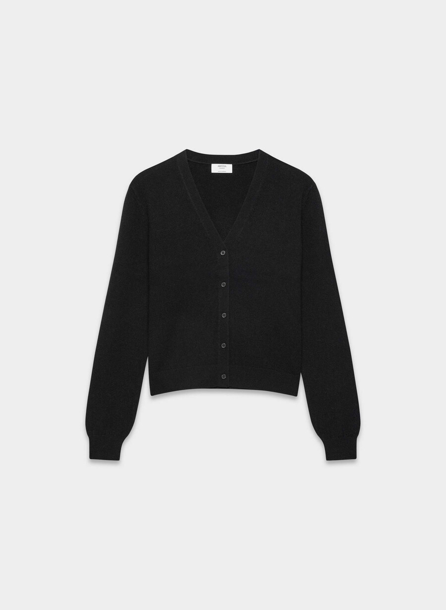 kaschmir-cardigan mit v-ausschnitt schwarz