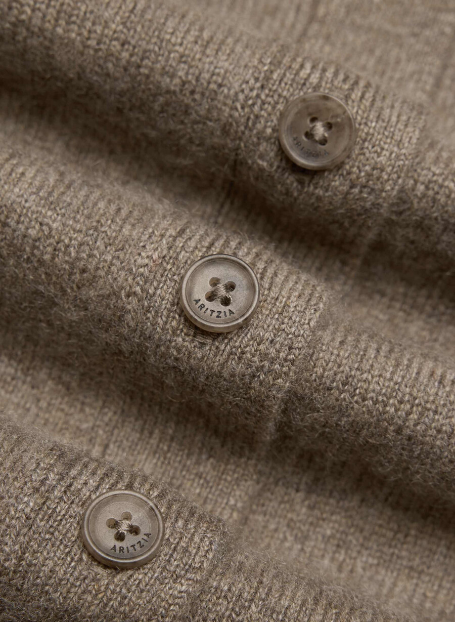 kaschmir-cardigan mit v-ausschnitt meliert braun