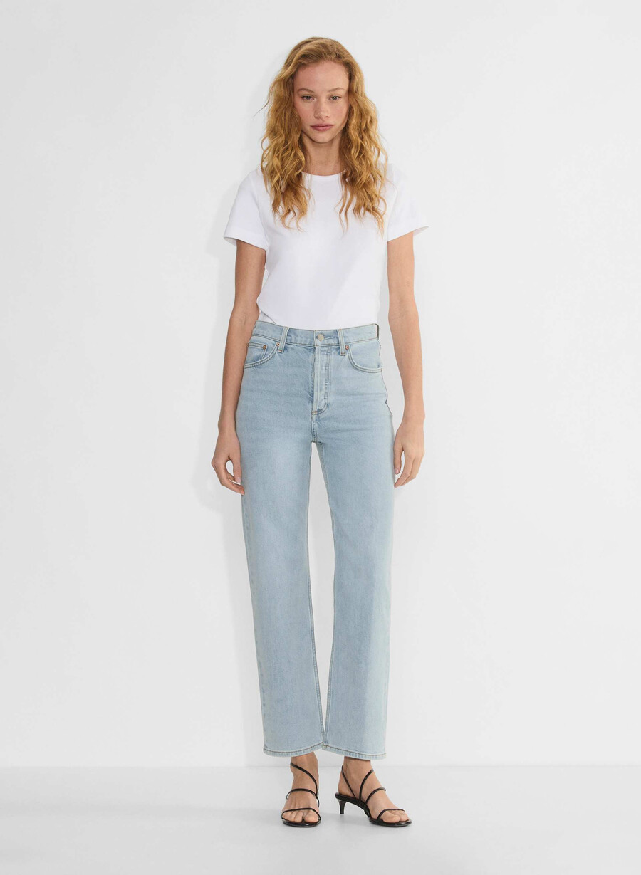 denim forum die arlo hi-rise straight jeans 15 yrs brl thr bleu